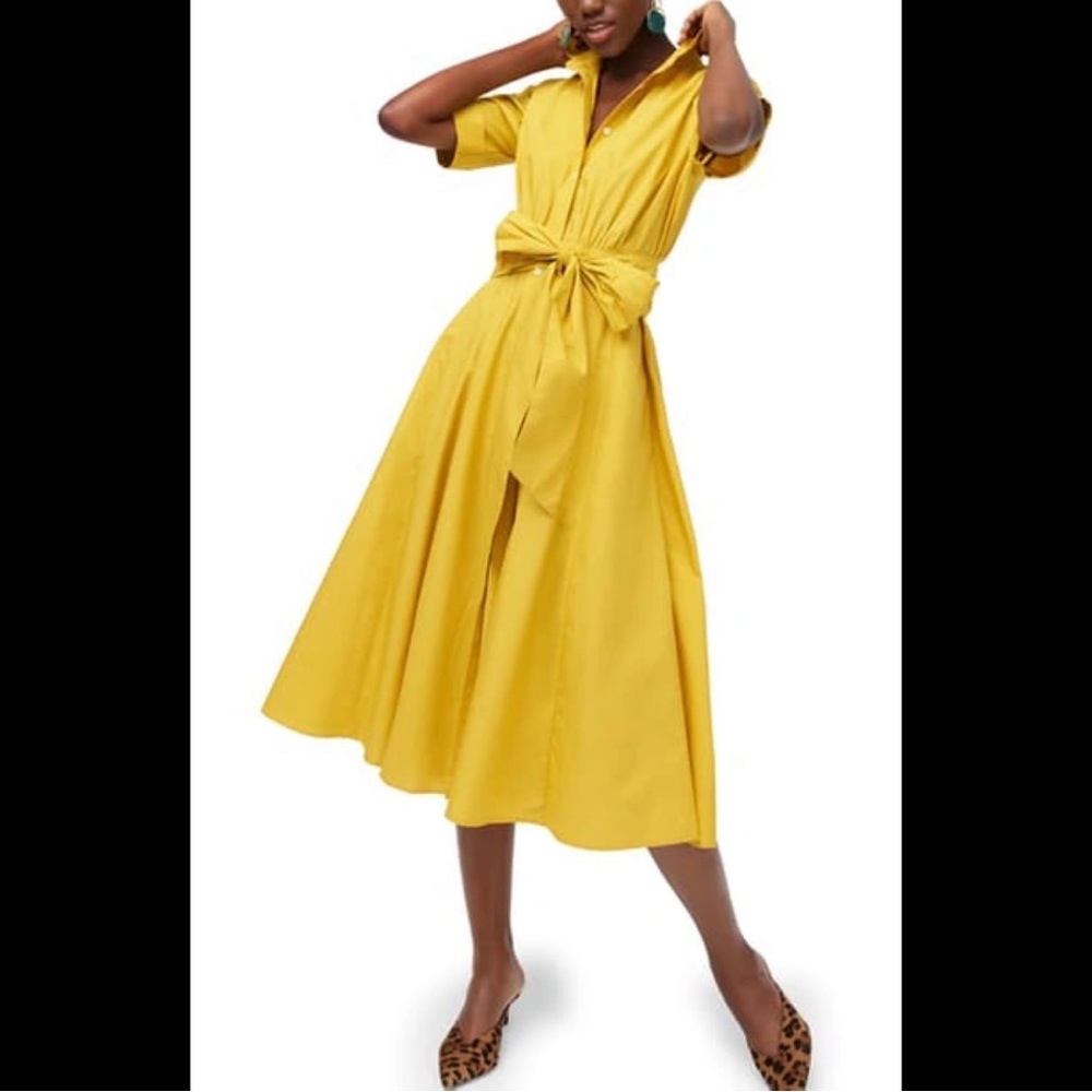 NWT J. Crew Tie Waist Short Sleeve Shirtdress in Honey Glaze Size 16